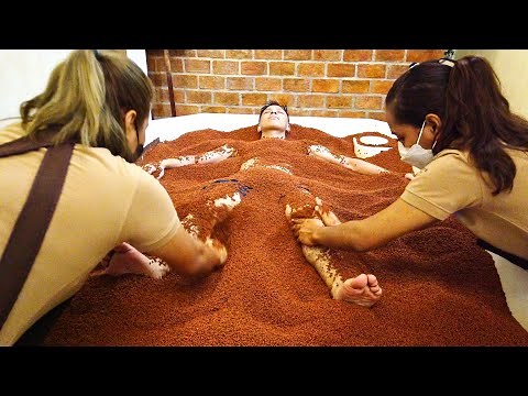 ASMR | Hot Japanese VOLCANIC SAND BATH Massage Therapy Treatment