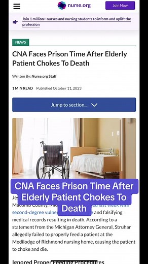 Jessica Struhar was charged last week with second-degree vulnerable adult abuse and falsifying medical records resulting in death. Read the full story: https://nurse.org/articles/nursing-assistant-choking-death-macomb-county/ #news #nursenews #healthcarenews #healthcare #nurse #nursing #cna | Nurse.org