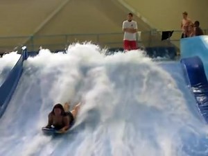 Sexy flowrider bikini downblouse in the aquapark