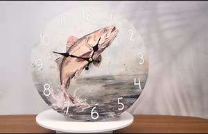 Dolphin Sunset Clock10-Inch Wooden Wall Clock, Silent Movement, Battery Operated (AA Batteries Not Included), Artistic Home Decor, Perfect for Home Accents