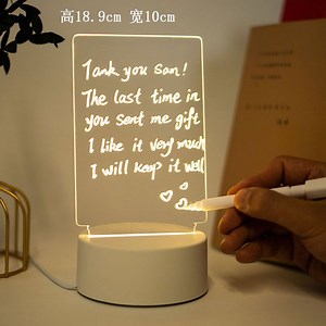 [Hot Item] 3D USB Writing Board Illuminate Note Board Night Light with Pen Round Base
