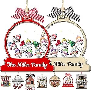 Personalized Christmas Ornaments with Names Snowman Custom Family Ornament Customized Xmas Tree Hanging Wood Decoration Gift Snow Globe
