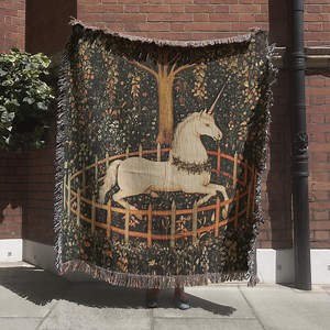 Medieval Unicorn Tapestry, Unicorn in Captivity Woven Blanket, Lady and the Unicorn Wall Hanging, Renaissance Fair Throw, Medieval Art - Etsy
