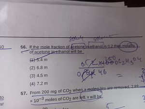 If the mole fraction of acetone in ethanol is 0.2, then the mol... | Filo