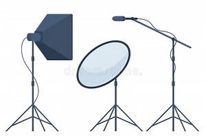 Different Types of Professional Lighting Equipment for Blogging, Vlogging and Studio Photo and Video. Vector Illustration Stock Vector - Illustration of spotlight, interior: 296967209