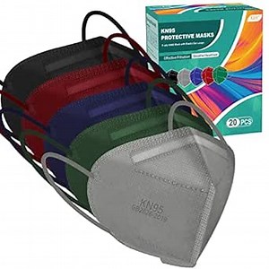 XDX KN95 Face Masks, Individually Wrapped Multicolor Face Masks for Men and Women, 5 Layers Breathable & Comfortable Masks Disposable, Filter Efficiency ≥95% (Medium Size-20 Pack)