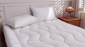 YOUR MOON 100% Organic Wool Mattress Topper Twin Size, Thick Pillow Top Mattress Pad, 800GSM Natural Wool Filling, Back Pain Relief Bed Topper with Cotton Cover-16'' Depth, 39"x75" (Striped White)