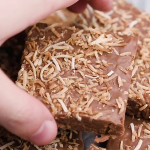 3-Ingredient Coconut Rough Fudge. Enough said! Get the recipe here: http://bit.ly/2rtpbzn | Foodiful