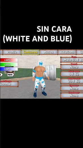 HOW TO MAKE SIN CARA IN WRESTLING EMPIRE (White and Blue)