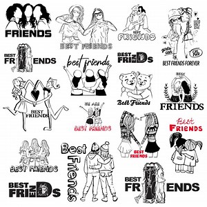 Best Friends Svg Bundle, Friendship Day Clipart, Friends Vector, Female Friendship Decal, Besties Cut Files, Soul Sister Silhouette, PNG - Etsy Canada