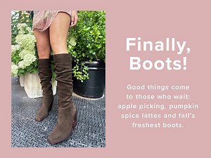 Finally, boots! Good things come to those who wait: apple picking, pumpkin spice lattes, and fall’s freshest boots. #vincecamuto | Vince Camuto