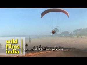 Powered paragliders trike landing on Goan beach