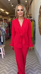 4.3K views · 96 reactions | Power dressing done right ‼️ what a stunning suit in the most vibrant tomato red! Incredible for a special event or the races ❤️ every woman needs a fabulous suit in their wardrobe  Available here : https://www.rubyrouge.ie/products/red-jacket-pants-set | Ruby Rouge Boutique | Facebook
