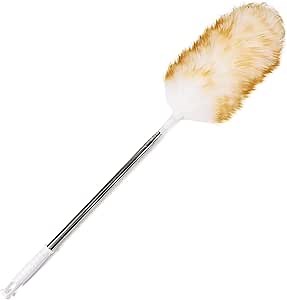 Lambswool Extendable Duster 29-110 Inch, Anti-Static Flexible Head, Stainless Steel Pole for High Ceilings, Fans, Interior & Roof Dusting.