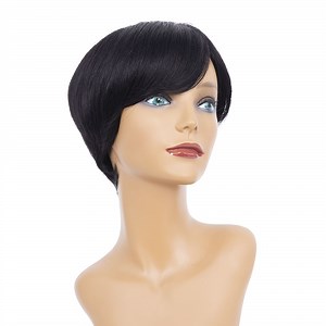 [Hot Item] 100% Human Hair Pixie Cut Lace Wig Top Grade Short Curly Human Hair Bob Wig