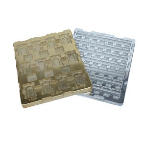 [Hot Item] Custom Disposable Thermoformed Blister Food Container Chocolate Plastic Trays Gold Color Golden Blister Inner Tray Packaging