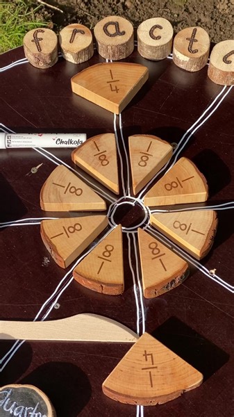 Fraction table 🌿💚 Outdoor Maths with our rustic fraction set 🤩 | Cosy