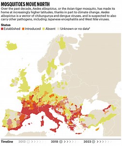An interesting #infographic detailing the spread of the Asian tiger mosquito to higher latitudes v/ @Nature | Transmitting Science | Facebook