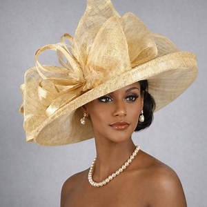 Wide Brim Sinamay Hat for Kentucky Derby, Ascot Racing Hat, Elegant Wedding Guest Hat, Mother of the Bride Hat Gold - Etsy