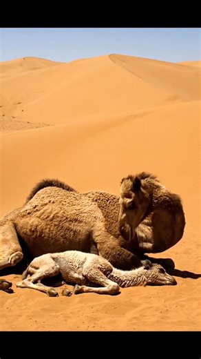 camel female delivery in desert 🏜️ #animals #camelvideo #camel