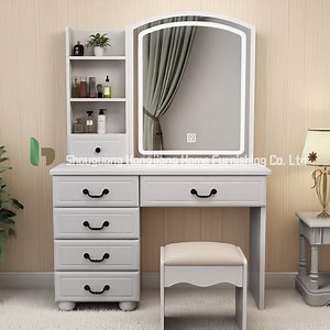 [Hot Item] Simple Dressing Table Bedroom Modern Minimalist Small Apartment Sliding Mirror with Light