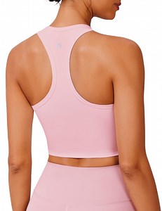 Pinspark Sports Bra Top U Neck Tank Tops Racerback Yoga Top with Built in Bra Longline Gym Bras for Women Workout Crop Tank Exercise Bras Large