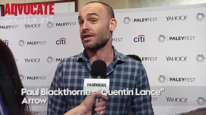 "God bless the bisexuals of this world!" - Arrow star Paul Blackthorne, about when his show introduced TV’s first bisexual superhero. Watch our full video of interviews with the cast: http://bit.ly/1Mqb8kh | The Advocate