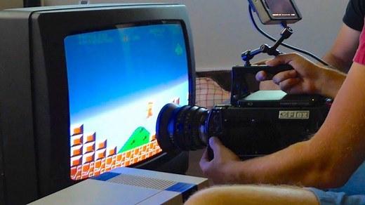 Gavin takes a look at how old-school TVs display moving images to the human eye by filming Dan playing Super Mario on the NES. Using an old cathode ray tube TV, they demonstrate how screens build up an image using a sequence of individual frames at a fast pace. | The Slow Mo Guys