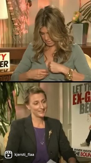 When Jennifer Aniston's shirt pops open during interview