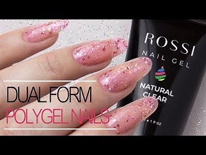 How to: Polygel Nails Using Dual Forms With Sparkles | Rossi Nail Kit Review