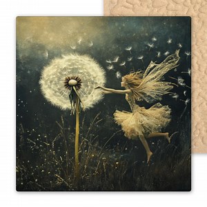 Fairycore Ceramic Tile Art: Whimsical Dandelion Dance Wall Decor - Etsy