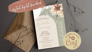 Boho Bridal Shower Invitation: Pampas Grass & Floral Arch (digital Download) - Etsy