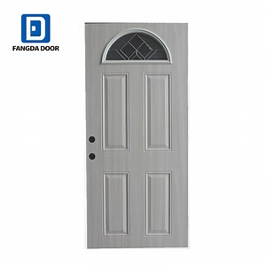 [Hot Item] Fangda Pre-Hung Arched Iron 4 Panels Door with a Piece of Arch Glass