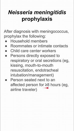 Neisseria meningitidis prophylaxis