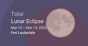 March 14, 2025 Total Lunar Eclipse in Fort Lauderdale, Florida, USA