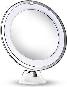 Updated 2022 Version 10X Magnifying Makeup Vanity Mirror with Lights, LED Lighted Portable Hand Cosmetic Magnification Light up Mirrors for Home Tabletop Bathroom Shower and Travel
