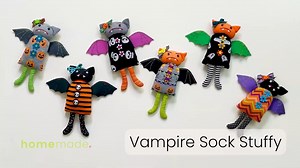 VAMPIRE SOCK STUFFIES: It doesn't have to be Halloween to have fun making these super cool Vampire Sock Stuffies! #homemade #jennifertryon #janomemakes #heatherbailey #janome #janomehq #janomecanada #janomeamerica | Jennifer Tryon - Homemade