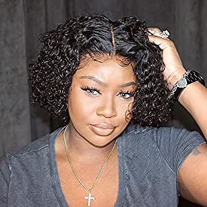 Bob Wigs by Bob - 8 Inch Deep Wave Closure Wig, Pre-Plucked, 150% Density, Glueless Bob Lace Front Wig for Black Women
