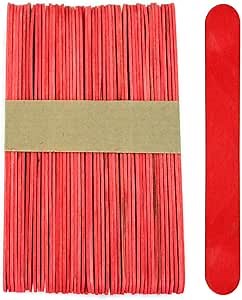 600 Pack Red Jumbo Craft Sticks 6 Inch, Wooden Popsicle Sticks for Crafts and STEM