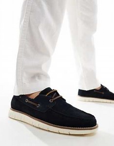 ASOS DESIGN boat shoes in navy suede | ASOS
