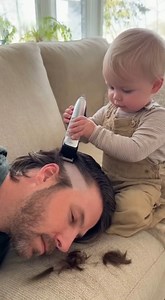 2.6M views · 8.9K reactions | Baby Gives Dad a “New Haircut” While He...