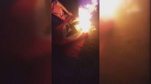 Nazi flag in Kelliher, Sask. burned
