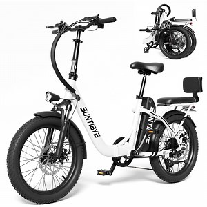 SUNTIBYE SE1 Folding Electric Bike, 20" Fat Tires Ebike for Adults, 1000W 7-Speed E-Mountain Bike, 48V 15Ah UL2849, White