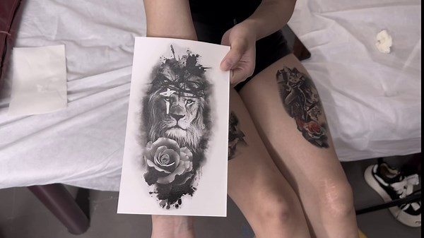 12 Sheet, large temporary tattoo for adult men and women fake tattoos kids boys sleeve, cool black lion cat wolf clock pirate, fantasy themed design style,