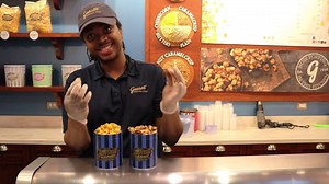 Mylon has a spicy sweet mix you HAVE to try! Visit a Garrett Popcorn Shop near you and try mixing our Spicy CheeseCorn with the Pecan CaramelCrisp! | Garrett Popcorn Shops