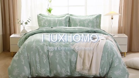 Olive Green Bed in a Bag Queen 7 Pieces, Queen Comforter Set Reversible Botanical Flowers Design, Ultra Soft & Breathable Bedding Sets with Comforter, Sheets, Pillowcases & Shams