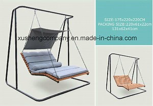 [Hot Item] Steel Frame Rope Outdoor Swing Chair with Wood Seat