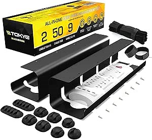 Under Desk Cable Management Tray Set - Ultra Sturdy Under Desk Cable Organizer - Set of 2 Desk Cable Tray for Office and Home. Perfect Cable Management Rack