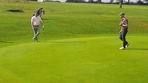 Players from Long Sutton , Newquay and Merlin (the golf course not the wizard) giving it a solid go on the Charity Hole par 3 10th at St Austell yesterday. | golfpairs.com