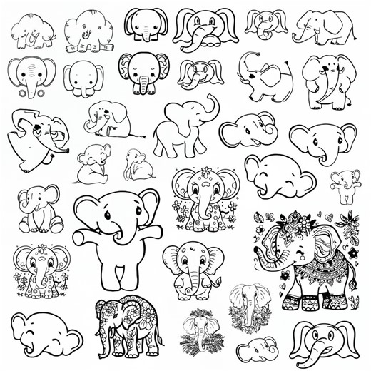 Elephant Svg Bundle, Cute Elephant Clipart for Cricut, Baby Elephant Silhouette, Elephant Vector, Floral Elephant Decal, Elephant Cut Files. - Etsy